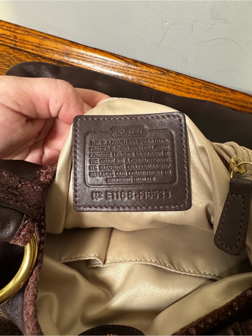 Coach Penelope Brown Leather Snake Trim Crossbody Bag - Picture 9 of 11